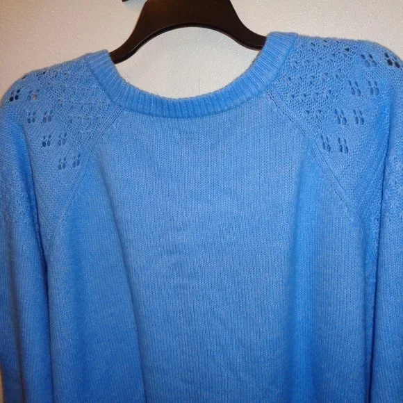 Evri Women's Plus Size Crewneck Pointelle Sweater Size 2X NWT Blue - Picture 8 of 10